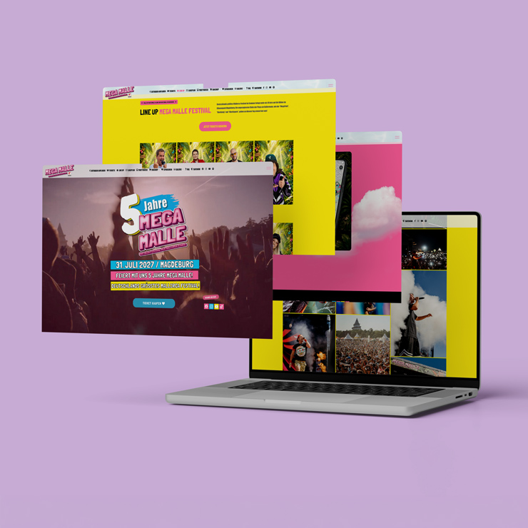 Website von MEGA MALLE auf dem Laptop